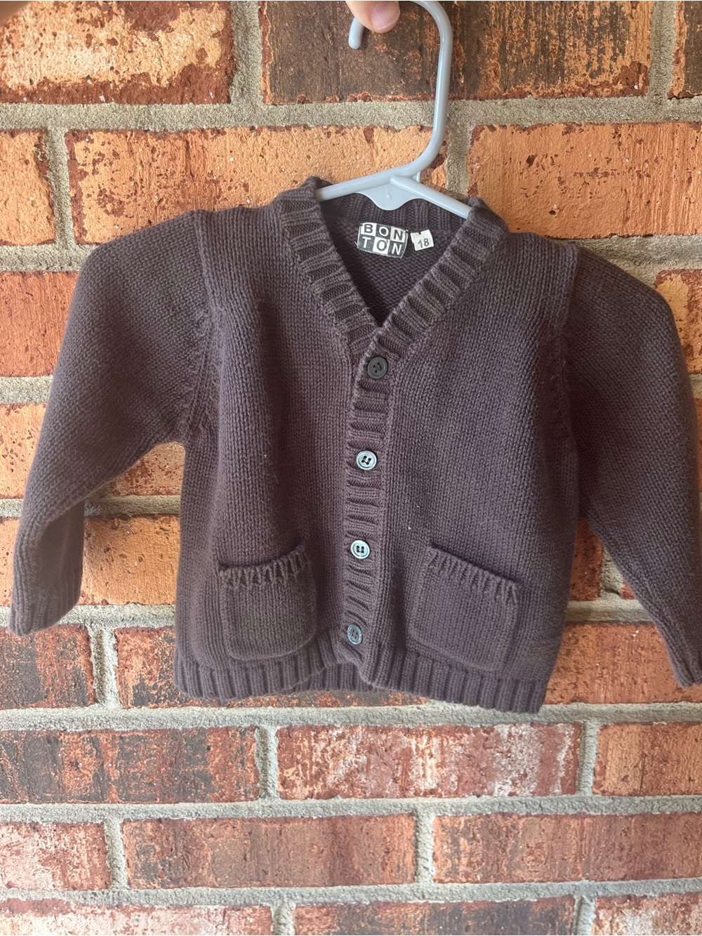 Bonton Brown Button-Front Knit Cardigan